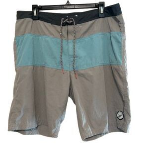 Katin Shorts Mens 36 Surf Swim Board Beach Hybrid Trunks Blue Gray Colorblock